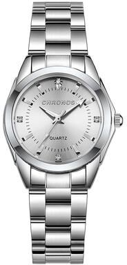 Fabled Fashion Studio Chronos Elegant Stainless Steel Womens Quartz Watch c