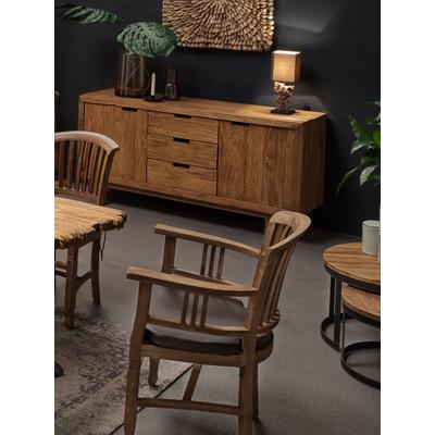 Armlehnstuhl SIT "Milazzo aus recyceltem Teakholz – Massivholz – Natur", beige (natur), B:55cm H:95cm T:55cm, Stühle, Armlehnstuhl, Massiver Brettsitz aus recyceltem Teakholz mit markanten Armlehnen