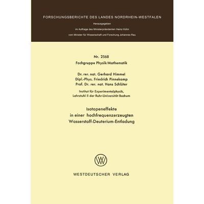 Isotopeneffekte in einer hochfrequenzerzeugten Wasserstoff-Deuterium-Entladung, Taschenbuch von Gerhard Himmel, VS Verlag für Sozialwissenschaften,