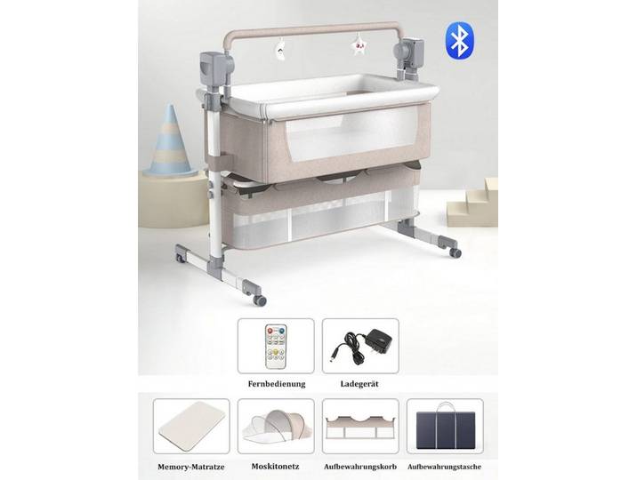 TPFFamily Beistellbett Babybett Babywiege mit Soundsystem und automatischer Wiegefunktion, Babybett Reisebett mit Soundsystem und automatischer Wiegefunktion