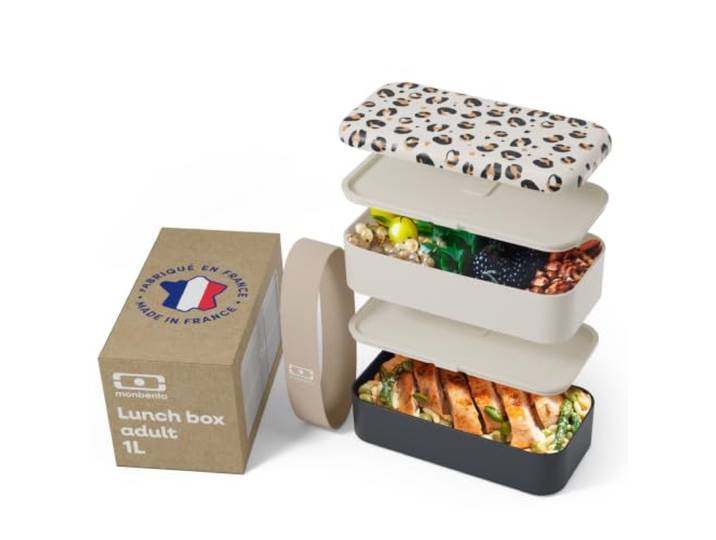 Monbento - Boite Repas Original graphic Leopard - Lunch Box Micro Ondable Adultes - Bento Box Hermétique 2 étages - Idéal pour Travail/Meal Prep - Sans BPA - Compatible Lave-Vaisselle - Made in France