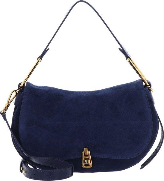Coccinelle Magie Suede Schultertasche Royal Blue 30x18x11 cm, Leder, 2 Taschen, abnehmbarer & verstellbarer Schulterriemen