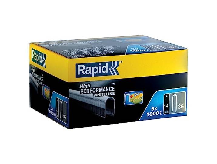 Rapid - Agrafes câbles Blanches n°36/ 14mm - 5000pcs - Boîte PRO (11886911) Fil galvanisé\, Haute performance - Couronne arrondie - Pointes affûtées - Pour câbles basse tension max 50V\, 6mm de diamètre