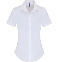 Premier Workwear Damen Popeline Stretch Bluse kurzarm PR346