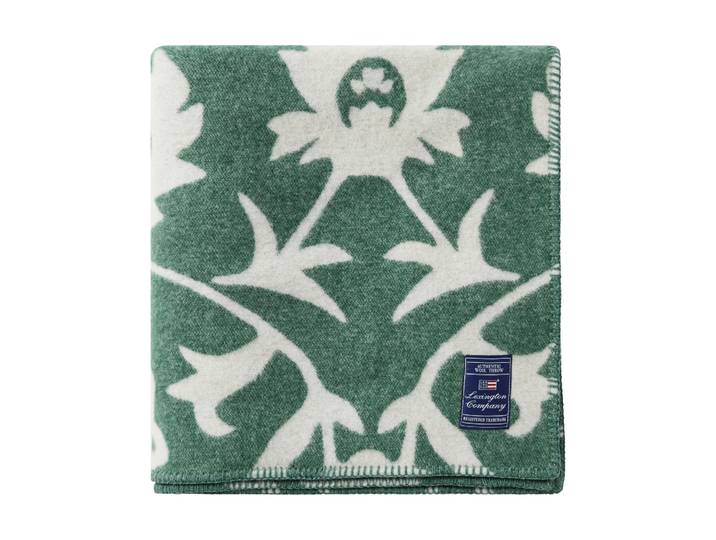 Lexington Flower jacquardgewebte Wolldecke Grün-Hellbeige