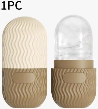 Inspire Select Face Ice Roller Silicone Mold Reusable Cold Therapy Facial Massager For Pore Care, De Puffing & Skin Cooling brown 2pcs