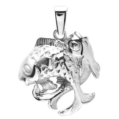 Kettenanhänger OSTSEE-SCHMUCK "Ostsee-Schmuck Anhänger Tierkreiszeichen Fische", weiß, Schmuckanhänger, Damen, 25 x 18mm, Silber 925 (Sterlingsilber), 2,3 g, Kettenanhänger