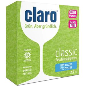 Claro Spülmaschinenpulver Öko Classic, vegan, palmölfrei, 150 Spülgänge, 2,7 kg