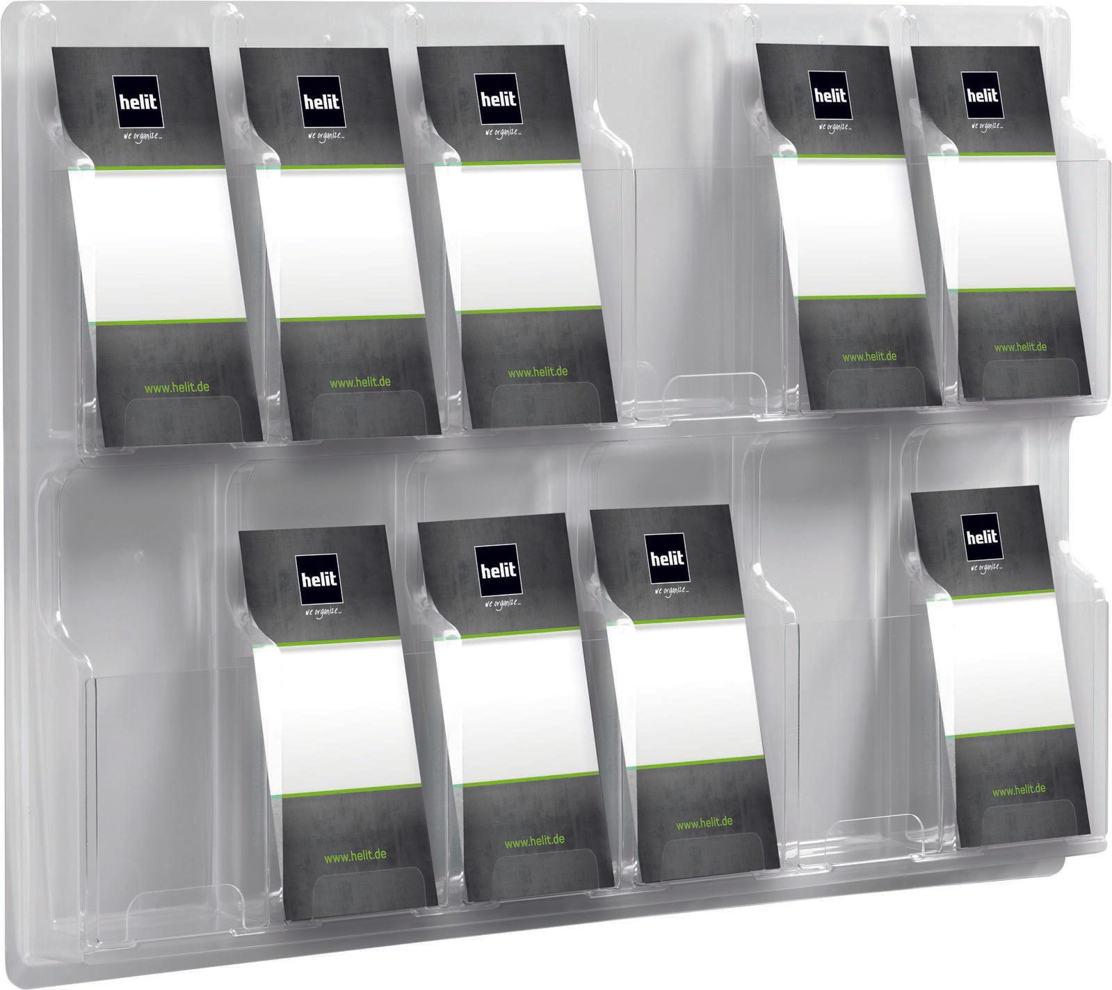 helit Wandprospekthalter 1/3 DIN A4 12-Fach transparent H6259802