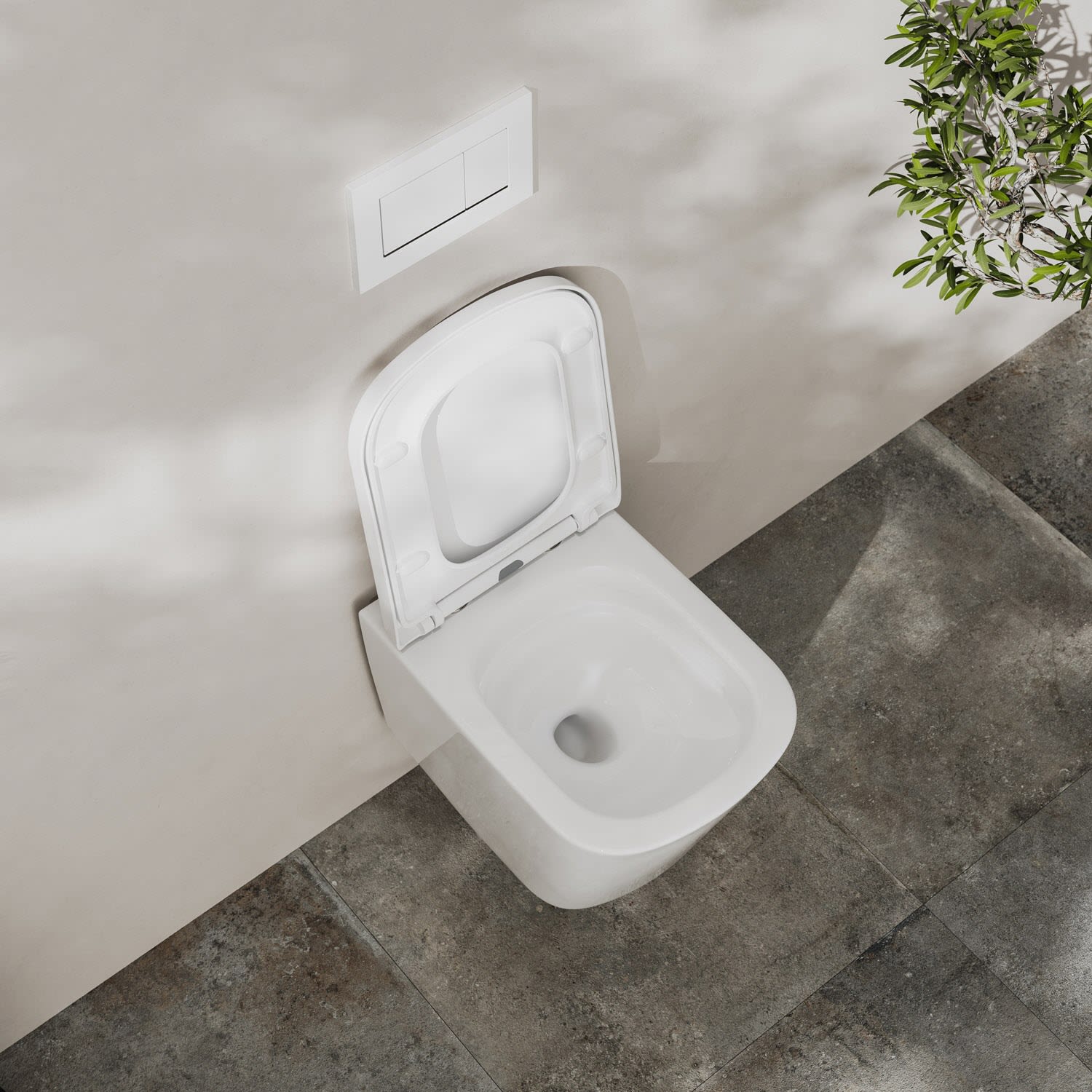 Geberit DuoFix Element mit Kronenbach Cube Wand-WC-Set spülrandlos wrapover