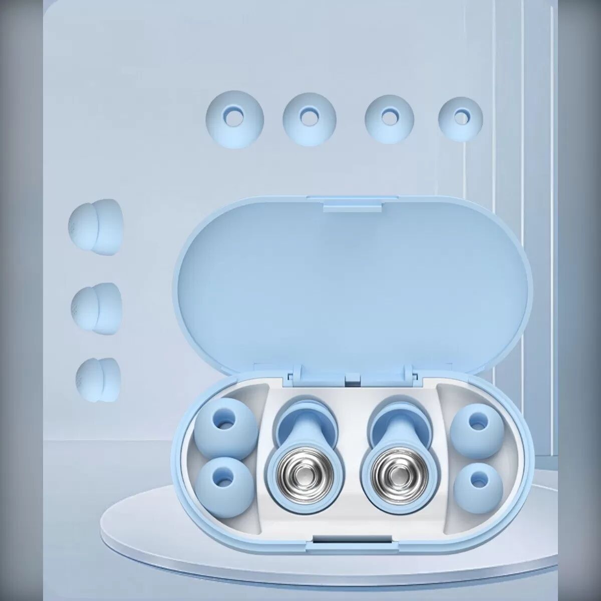 INF Bouchons d'oreille de sommeil à réduction de bruit - Bouchons d'oreille insonorisés en silicone souple Bleu