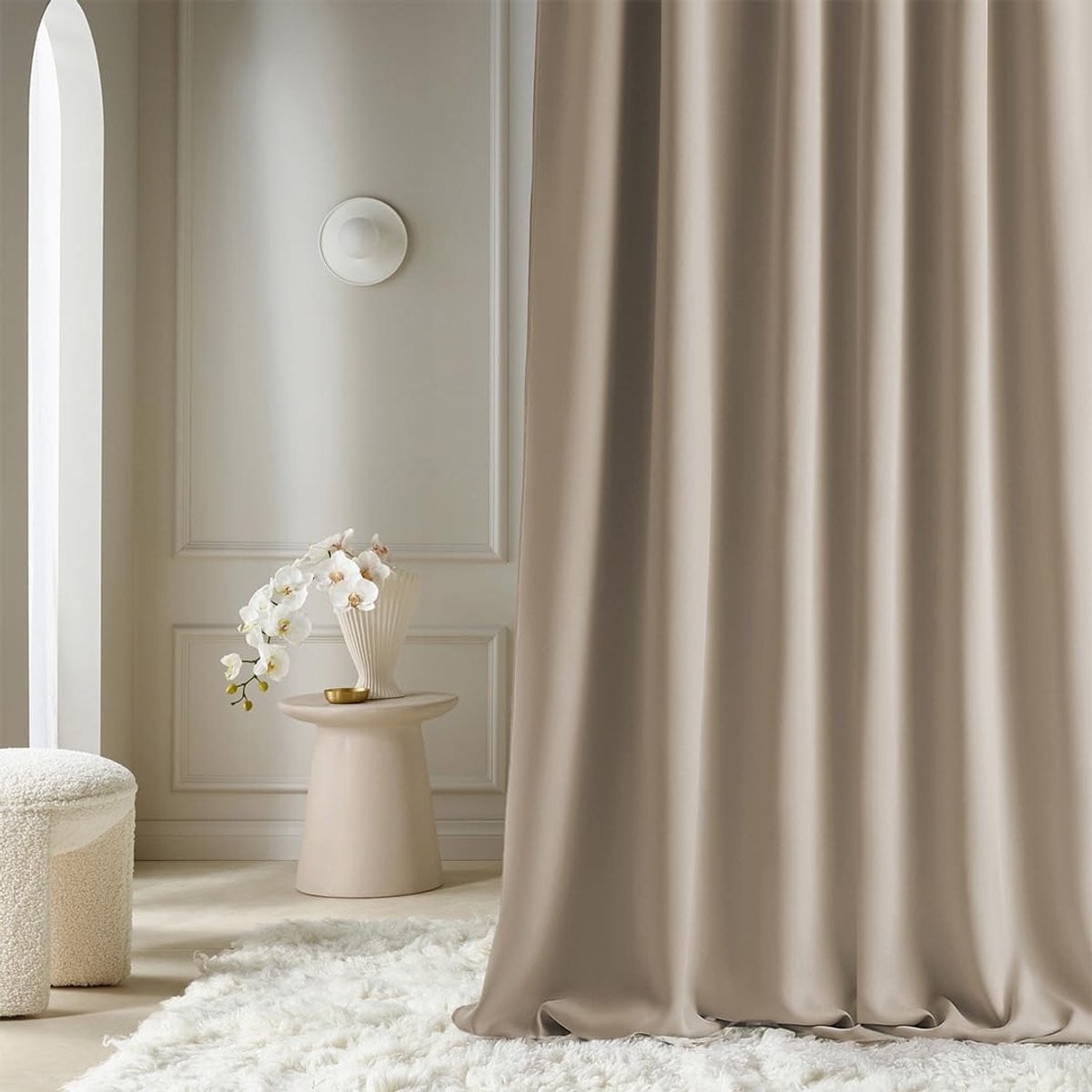SnelShoppen Aura Verduisteringsgordijn met Rimpelband, Beige, B: 180 cm, H: 260 cm