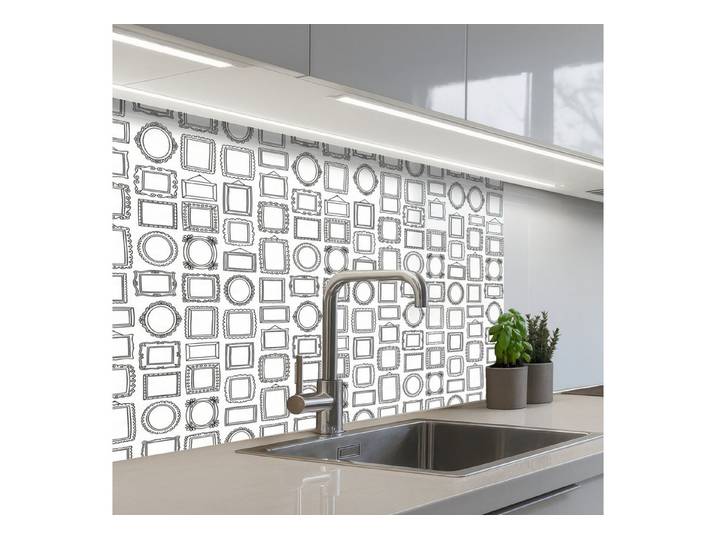 KitchenYeah Küchenrückwand selbstklebend (keine Folie) Rahmen – Muster – Dekoration – Skizze – Sc, (1-tlg), Spritzschutz, Küche, Rückwand, Küchenwand, Ohne Bohren, 250x80 cm