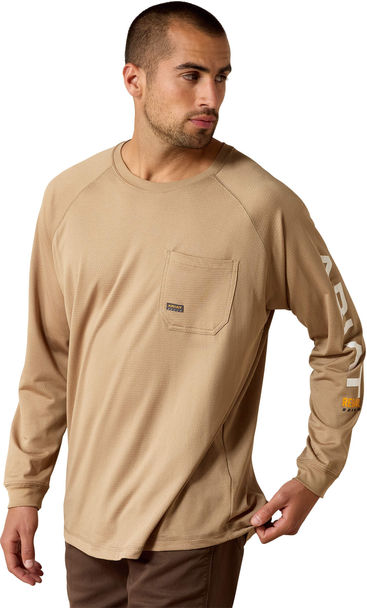 Men's Rebar Heat Fighter T-Shirt in Khaki, Size: Large by Ariat