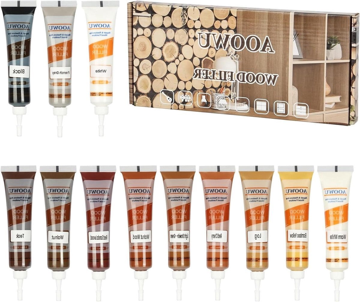 Parket reparatieset met 12 mengbare kleuren voor het herstellen van meubels, 340 gram, Multicolor