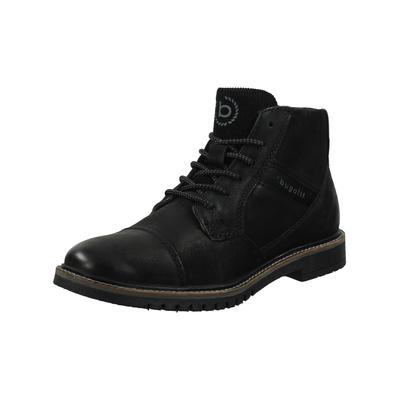 Schnürstiefelette BUGATTI "bugatti Stiefelette Leder", Herren, Gr. 46, schwarz, Leder, Schuhe Schnürstiefelette