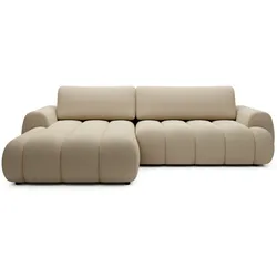 ECKSOFA SITO Creme Geflochtener Stoff mit Schlaffunktion