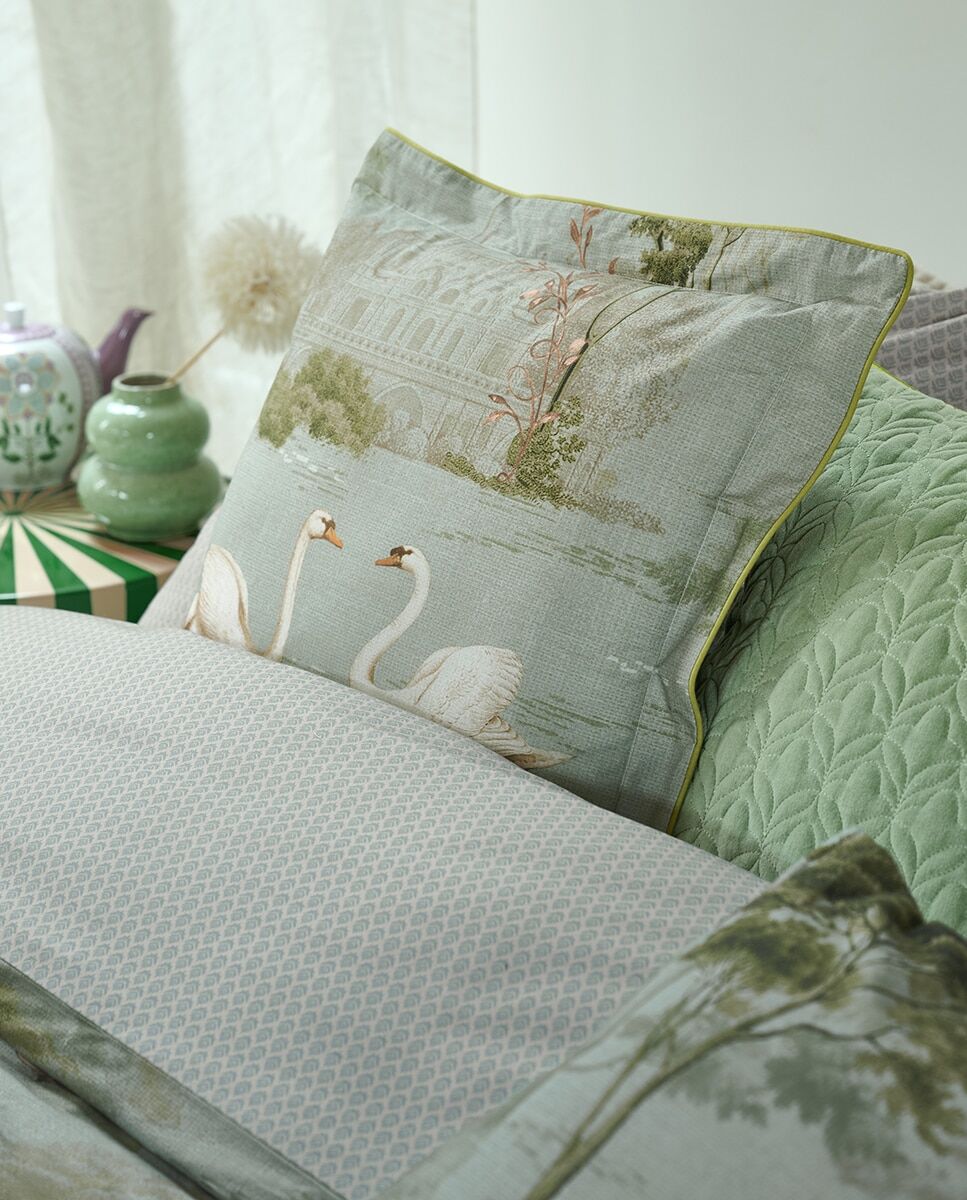 PiP Studio Cojín decorativo algodón Darjeeling Days .  (45 x 45 cm) Verde