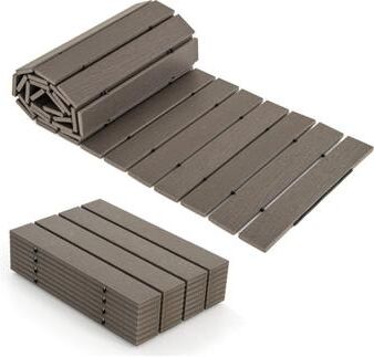 Costway 8 Ft Outdoor Garden Pathway Patio Roll Out Straight Walkways with Metal Wire Connection-S