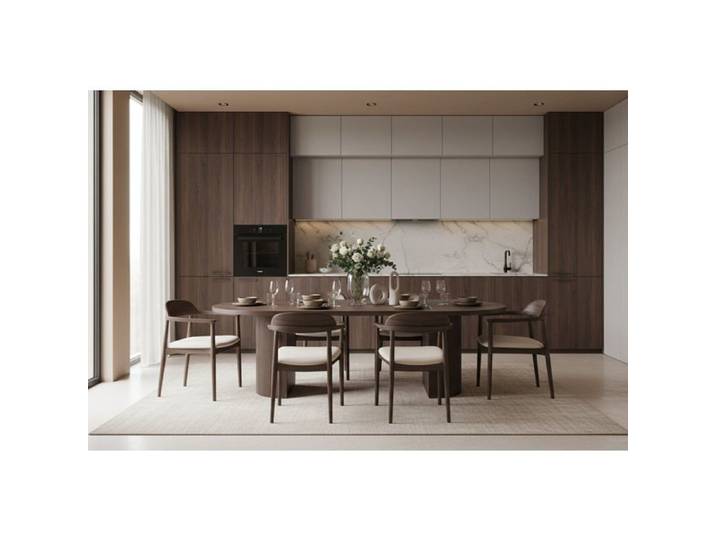 Table à Manger Ovale effet Noyer – 180x90x75 cm - NEW ANNA
