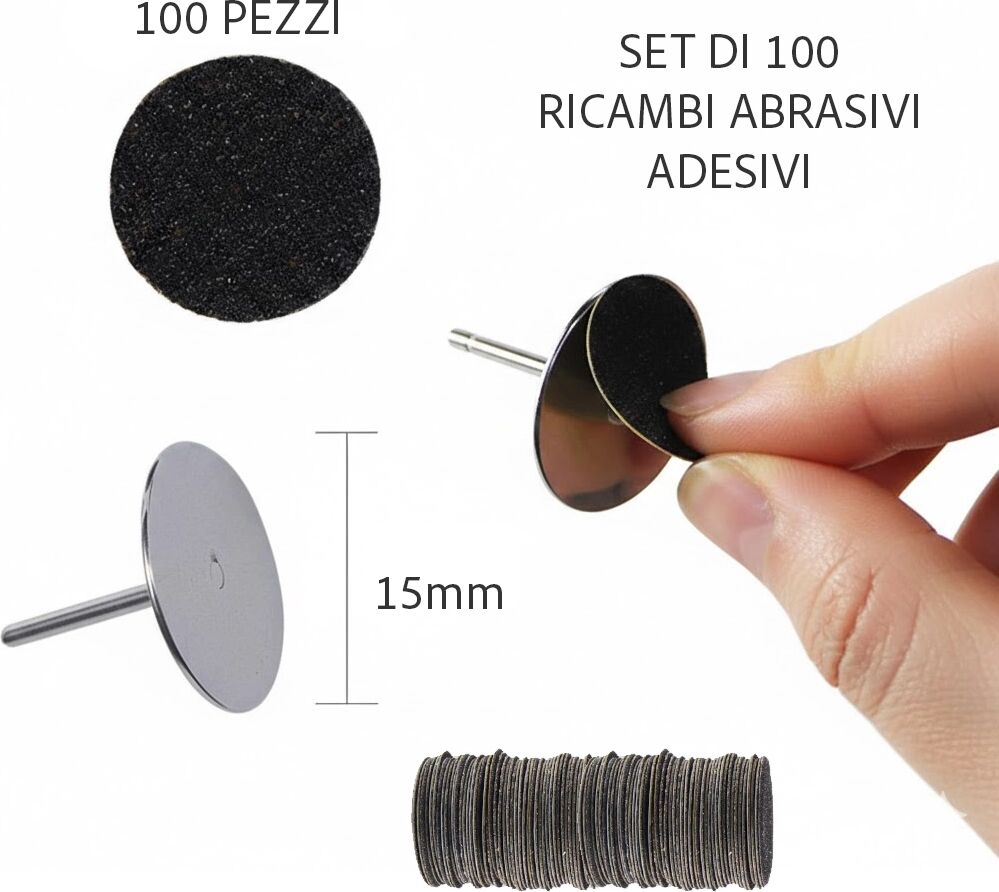 Tuttoperlestetica 100 Ricambi Abrasivi Adesivi per Punta Fresa a Disco 15 mm