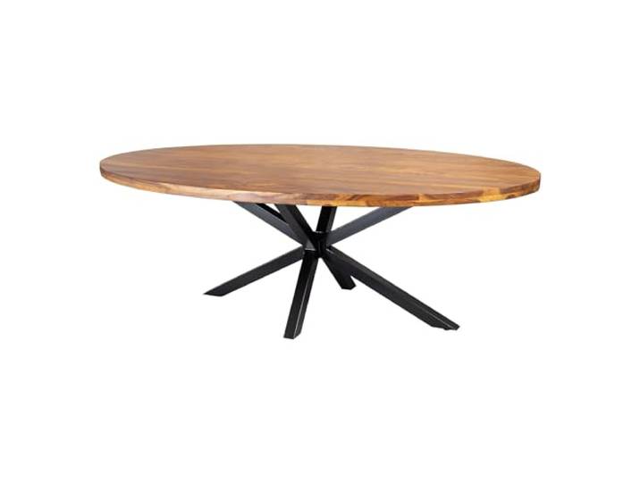 Riess Ambiente Massiver Esstisch Galaxie - 240cm - Natur schwarz - Esszimmertisch aus Sheeshamholz, oval mit Sterngestell