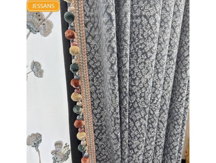 Nouveau Style chinois bleu violet dorure Jacquard velours rideaux pour salon chambre français fenêtre brodé fenêtre écran