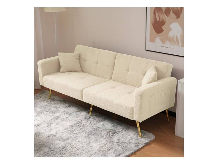 Furnishings Home Schlafsofa Schlafsofa verstellbarem Winkel Kissen und seitlichen goldenen Beinen, 1 Teile, Holzrahmen für den täglichen Gebrauch macht 175*64*72cm