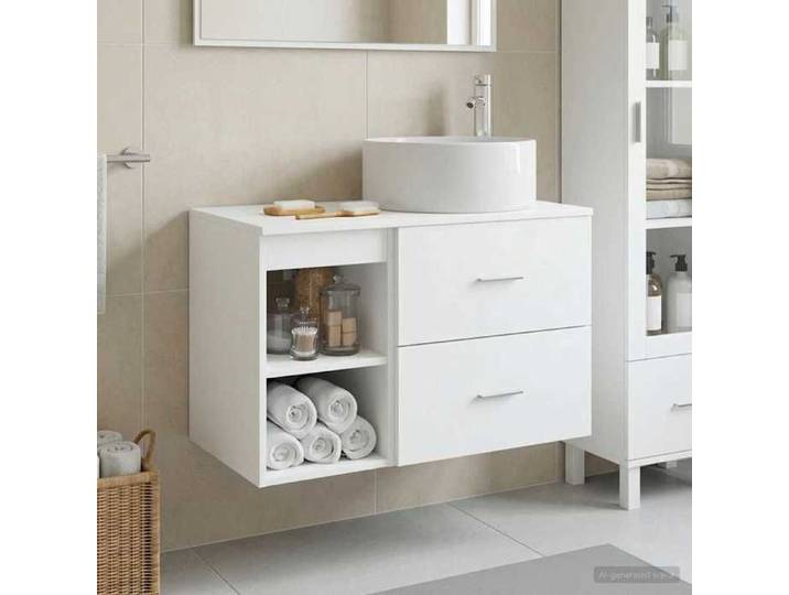 SALLE DE Bain COMPLETE - Ensemble de mobilier de salle de Bain - solide et durable - 2 pcs Blanc_26wbj37r