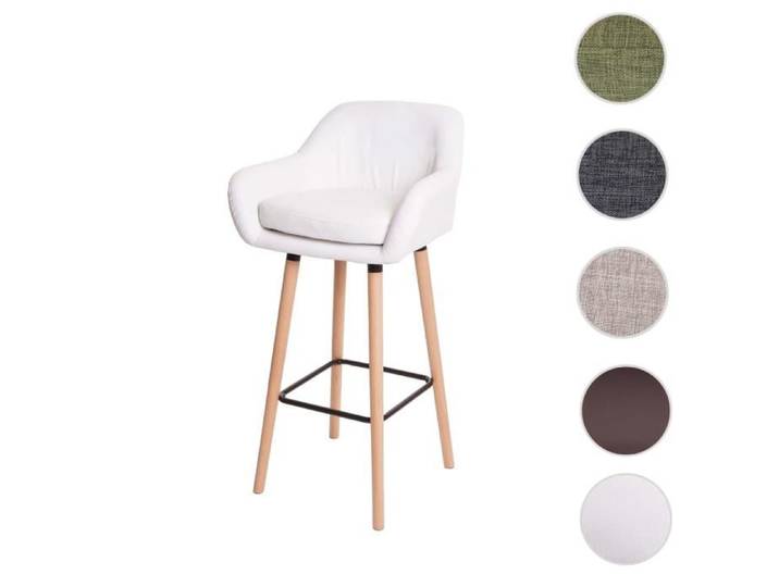 Tabouret de bar Malmö T381 chaise de bar tabouret de comptoir ~ simili cuir blanc