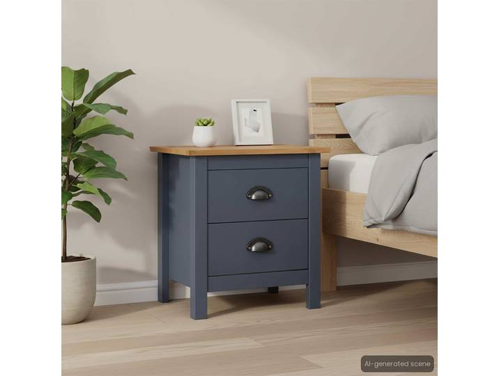 vidaXL Nachttisch Hill Grau 46x35x49,5 cm Massivholz Kiefer