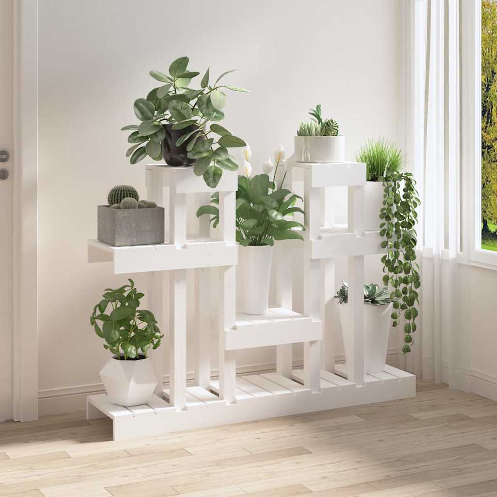 vidaXL Support à plantes Blanc 104,5x25x77,5 cm Bois massif de pin