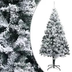 vidaXL Künstlicher Weihnachtsbaum Beschneit Grün 210 cm PVC
