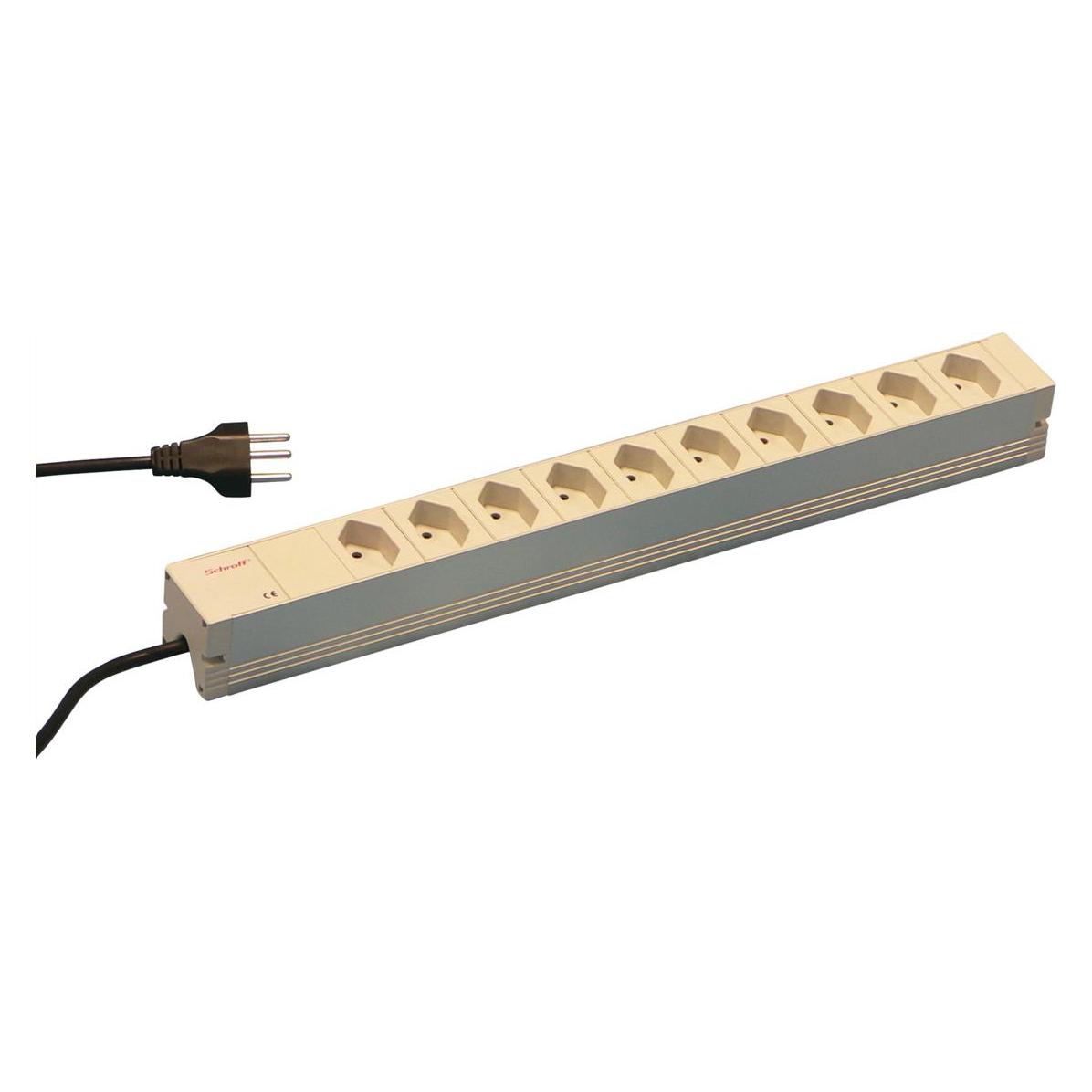 Schroff 60110-246 19"-Steckdosenleiste 10 Einsätze, CH (10x, Typ 13, 2 m) (60110-246)