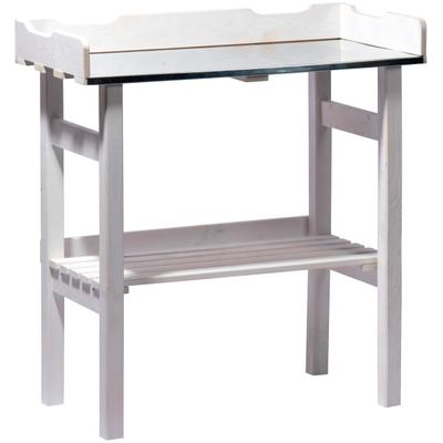 Pflanztisch DOBAR, weiß, B:78cm H:84cm T:38cm, Tische, verzinkte Arbeitsfläche mit Umrandung