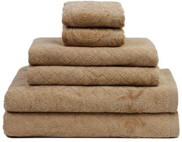 Provence 6-Piece 100 Cotton Velour Bath Towel Set in Taupe