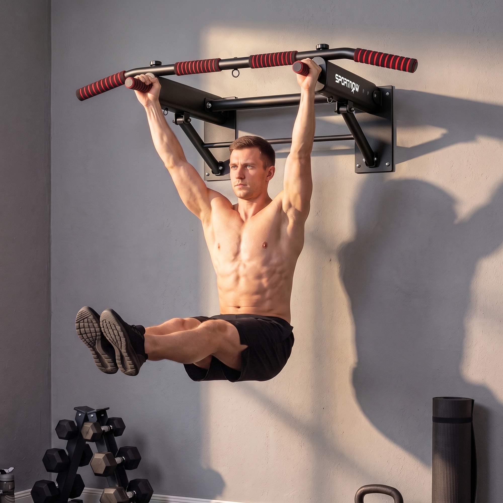 Sportnow Barra per Trazioni da Parete Pieghevole, Supporto fino a 120 kg, Nero   Aosom Italy