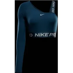 NIKE Damen Shirt Pro Shine Dri-FIT Asymmetrical Cropped Top, Größe M in Schwarz Schwarz