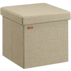 CASARIA® Faltbarer Sitzhocker mit Stauraum Leinenoptik Beige