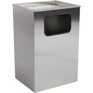 SZ-Metall Aschenbecher Classic, 29438, silber, für Outdoor, 2in1, Aschenbecher & Mülleimer aus Edelstahl, 40 x 62cm, 28 L