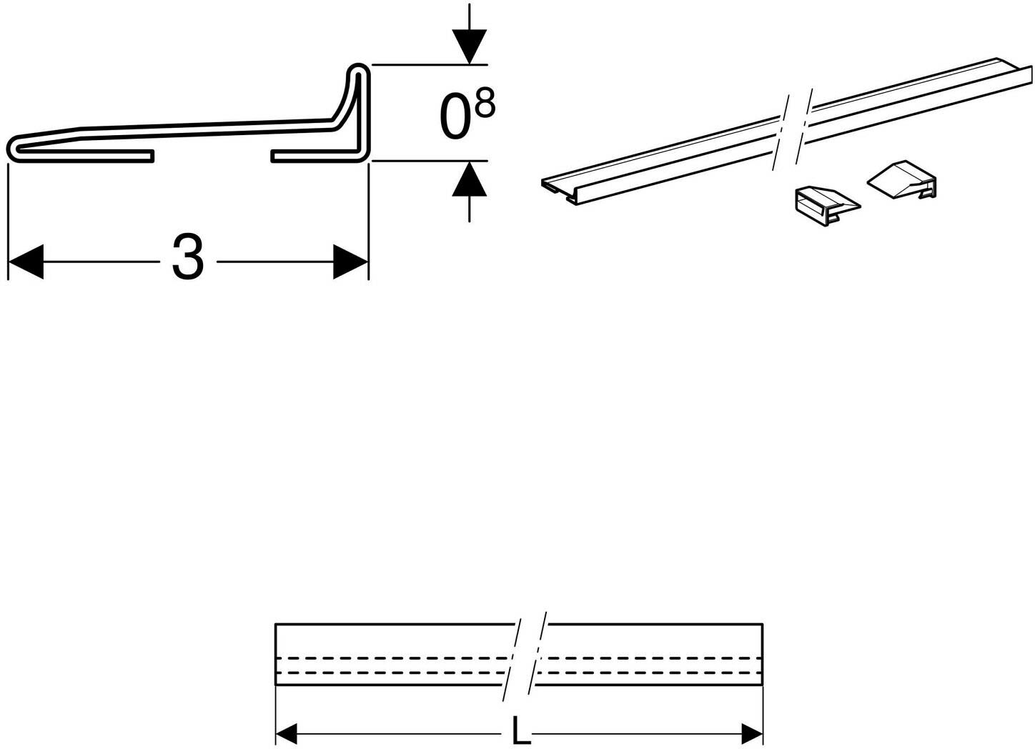 Kollektorprofil zu Geberit Wandablauf für Dusche, 150 cm, Duschabläufe, 154.341.FW.1,