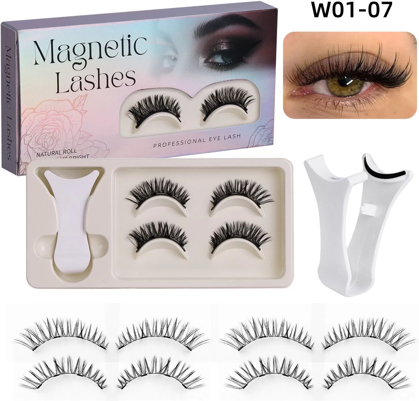 INF Magnetische Wimpern 2 Paare - Barbie Tapered End Style, einfache Anwendung, kein Kleber erforderlich
