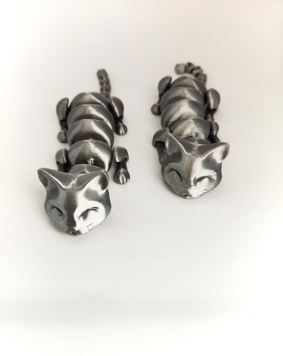 Allygami Schattige 3D Geprinte Kat Desktop Huisdier Zilver