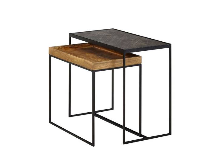 furnicato Satztisch Beistelltisch-Set 60x30x50 cm Anthrazit Braun Schwarz (1-St), Handgefertigtes Couchtisch-Set mit platzsparender Stapelfunktion