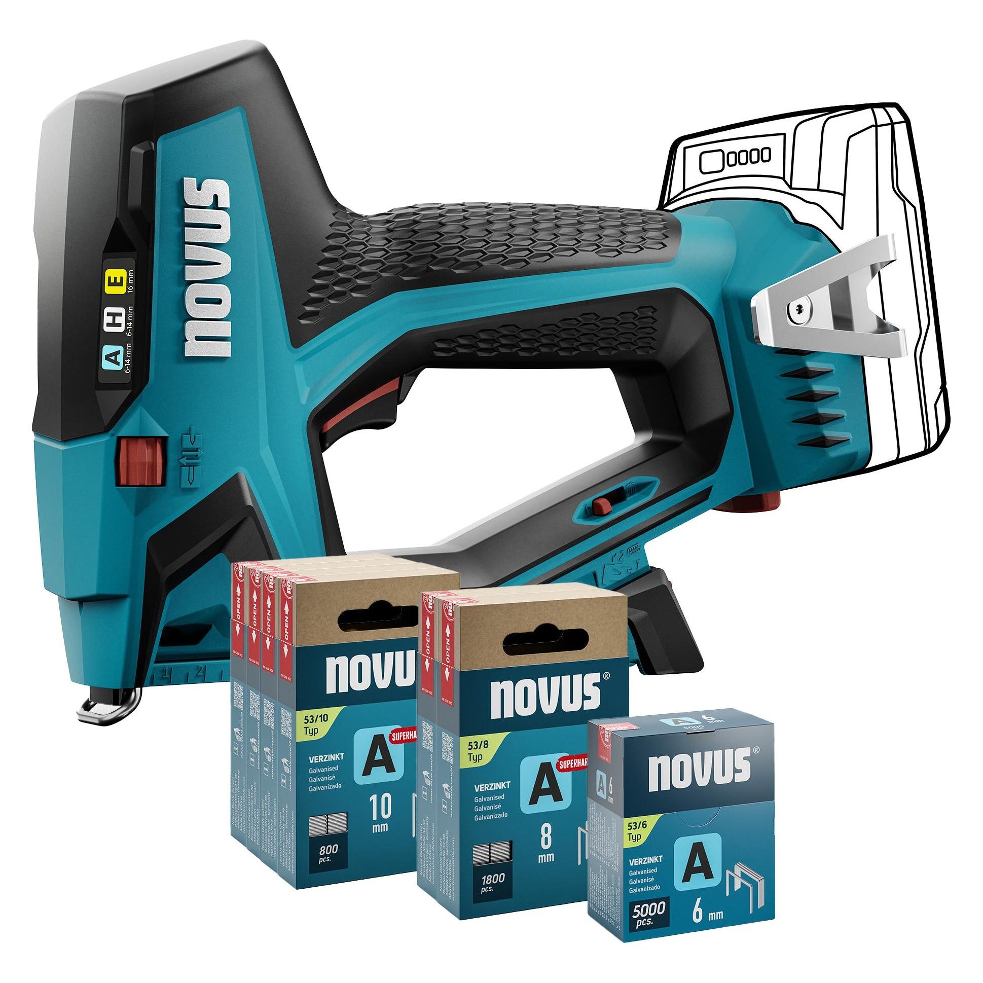Novus Tools J-550 031-0373 Akkutacker Klammerntyp Typ 37, Typ 53 Klammernlänge (031-0373)