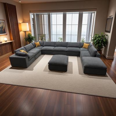 Coffee-Bean Style Full Compressed Modular Sectional Sofa with Toss Pillows