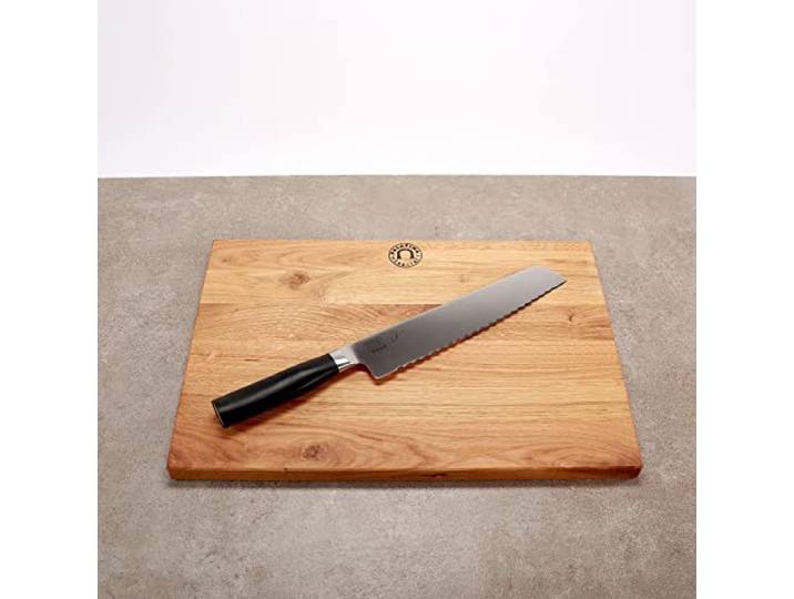Kai Shun Tim Mälzer Kamagata; ultrascharfes Brotmesser TMK-0705 23 cm KLinge + großes XXL- Eichenbrett 40x25 cm; Sonderangebot