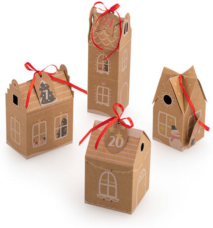 folia Adventskalender "Lebkuchenhaus", braun-weiß