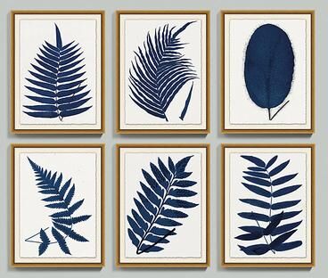 "Indigo Fern Leaf Art - Print III, 26"" x 20"" - Ballard Designs"