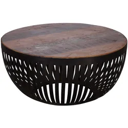 KADIMA DESIGN Couchtisch 70x33x70 cm Holz / Metall Wohnzimmertisch Industrial, Clubtisch Tisch Wohnzimmer, Sofatisch mit Metallgestell, Loungetisch massiv, Design